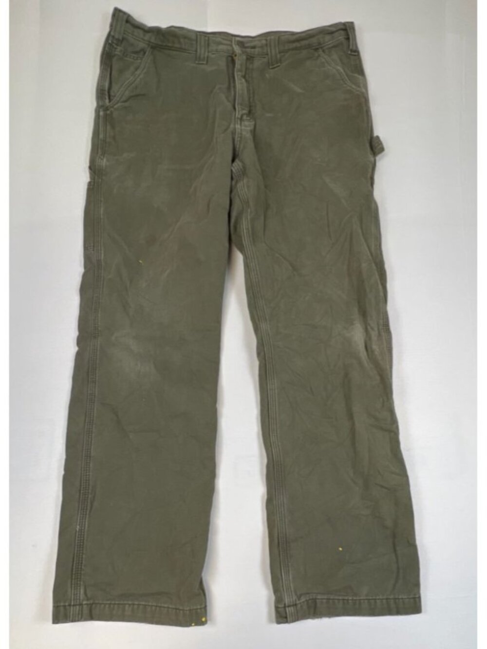Vintage Carhartt Men 36x32 B159 MOS Loose Fit Canvas Carpenter Pants Moss Green